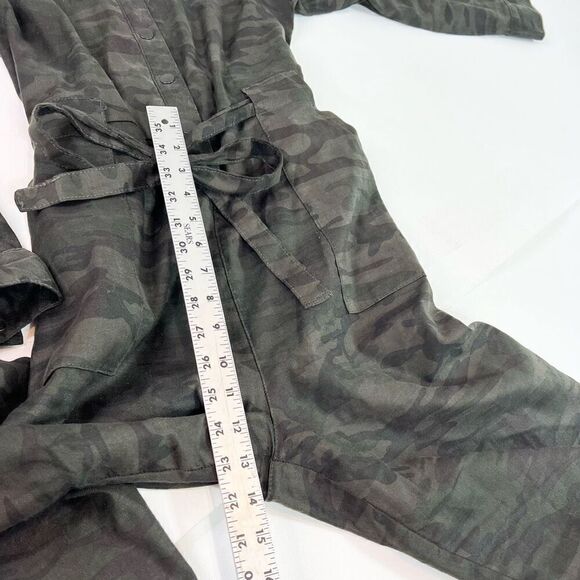 Level 99 Jumpsuit Womens Large Green Black Linen Midnight Camo Marlow Flight - Picture 4 of 13
